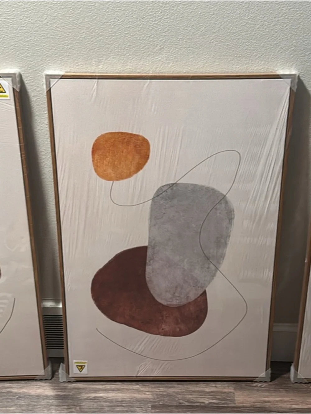 Abstract Neutral & Orange Wall Art Print - Unbranded